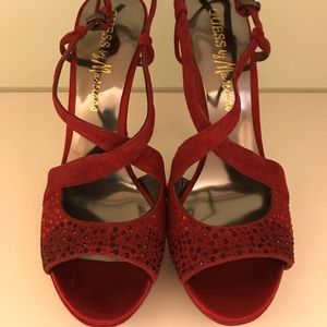 New Marciano red Suede high heels.